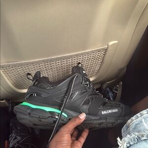 Balenciaga Black Sneakers with Blue Accents